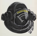 Original Don Post Studios Costume Design of a Harkonnen Soldier's Helmet.